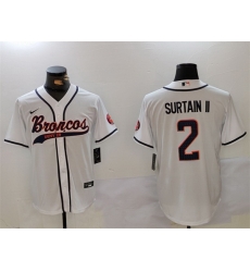 Men Denver Broncos 2 Pat Surtain II White Cool Base Stitched Baseball Jersey Men Denver Broncos 2 Pat Surtain II White Cool Base Stitched Baseball Jersey