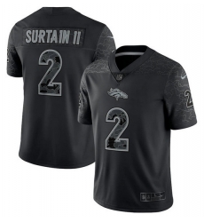 Men Denver Broncos 2 Patrick Surtain II Black Reflective Limited Stitched Football Jersey Men Denver Broncos 2 Patrick Surtain II Black Reflective Limited Stitched Football Jersey
