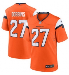Men Denver Broncos 27 J K Dobbins Orange 2025 Alternate Stitched Game Jersey Men Denver Broncos 27 J K Dobbins Orange 2025 Alternate Stitched Game Jersey