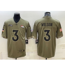 Men Denver Broncos 3 Russell Wilson Olive 2022 Salute To Service Limited Stitched Jersey Men Denver Broncos 3 Russell Wilson Olive 2022 Salute To Service Limited Stitched Jersey
