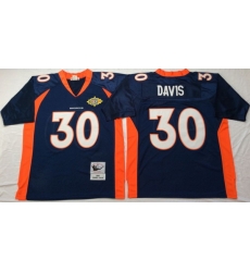 Men Denver Broncos 30 Terrell Davis Navy M&N Throwback Jersey Men Denver Broncos 30 Terrell Davis Navy M&N Throwback Jersey