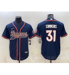 Men Denver Broncos 31 Justin Simmons Navy With Patch Cool Base Stitched Baseball Jersey Men Denver Broncos 31 Justin Simmons Navy With Patch Cool Base Stitched Baseball Jersey