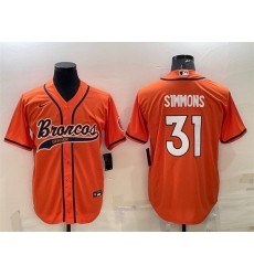 Men Denver Broncos 31 Justin Simmons Orange With Patch Cool Base Stitched Baseball Jersey Men Denver Broncos 31 Justin Simmons Orange With Patch Cool Base Stitched Baseball Jersey