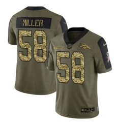 Men Denver Broncos 58 Von Miller 2021 Salute To Service Olive Camo Limited Stitched Jersey Men Denver Broncos 58 Von Miller 2021 Salute To Service Olive Camo Limited Stitched Jersey