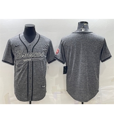 Men Denver Broncos Blank Grey With Patch Cool Base Stitched Baseball Jersey Men Denver Broncos Blank Grey With Patch Cool Base Stitched Baseball Jersey