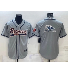Men Denver Broncos Grey Team Big Logo With Patch Cool Base Stitched Baseball Jersey Men Denver Broncos Grey Team Big Logo With Patch Cool Base Stitched Baseball Jersey