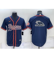 Men Denver Broncos Navy Team Big Logo With Patch Cool Base Stitched Baseball Jersey Men Denver Broncos Navy Team Big Logo With Patch Cool Base Stitched Baseball Jersey