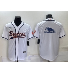 Men Denver Broncos White Team Big Logo With Patch Cool Base Stitched Baseb Men Denver Broncos White Team Big Logo With Patch Cool Base Stitched Baseb