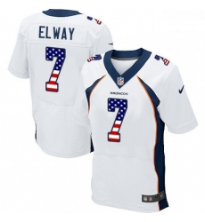 Men Nike Denver Broncos 7 John Elway Elite White Road USA Flag Fashion NFL Jersey Men Nike Denver Broncos 7 John Elway Elite White Road USA Flag Fashion NFL Jersey