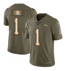 Nike Broncos #1 Marquette King Olive Gold Mens Stitched NFL Limited 2017 Salute To Service Jersey Nike Broncos #1 Marquette King Olive Gold Mens Stitched NFL Limited 2017 Salute To Service Jersey