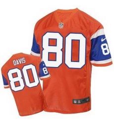 Nike Broncos #80 Vernon Davis Orange Throwback Mens Stitched NFL Elite Jersey Nike Broncos #80 Vernon Davis Orange Throwback Mens Stitched NFL Elite Jersey