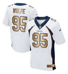 Nike Broncos #95 Derek Wolfe White Mens Stitched NFL New Elite Gold Jersey Nike Broncos #95 Derek Wolfe White Mens Stitched NFL New Elite Gold Jersey