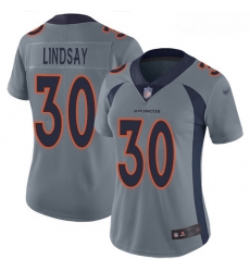 Broncos #30 Phillip Lindsay Gray Women Stitched Football Limited Inverted Legend Jersey Broncos #30 Phillip Lindsay Gray Women Stitched Football Limited Inverted Legend Jersey