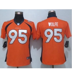 Nike Broncos #95 Derek Wolfe Orange Team Color Womens Stitched NFL New Limited Jersey Nike Broncos #95 Derek Wolfe Orange Team Color Womens Stitched NFL New Limited Jersey
