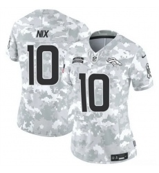 Women Denver Broncos 10 Bo Nix 2024 F U S E Arctic Camo Salute To Service Limited Stitched Jersey Women Denver Broncos 10 Bo Nix 2024 F U S E Arctic Camo Salute To Service Limited Stitched Jersey