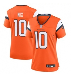 Women Denver Broncos 10 Bo Nix Orange F U S E Vapor Limited Stitched Football Jersey Women Denver Broncos 10 Bo Nix Orange F U S E Vapor Limited Stitched Football Jersey