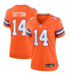 Women Denver Broncos 14 Courtland Sutton Orange Mile High Collection 1977 Throwback Stitched Jersey Women Denver Broncos 14 Courtland Sutton Orange Mile High Collection 1977 Throwback Stitched Jersey
