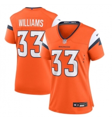 Women Denver Broncos 33 Javonte Williams Orange 2024 Stitched Jersey Women Denver Broncos 33 Javonte Williams Orange 2024 Stitched Jersey