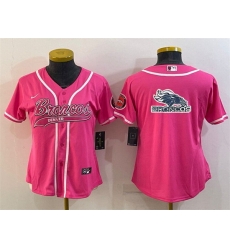 Women Denver Broncos Pink Team Big Logo With Patch Cool Base Stitched Baseball Jersey Women Denver Broncos Pink Team Big Logo With Patch Cool Base Stitched Baseball Jersey