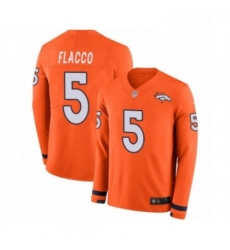 Youth Denver Broncos 5 Joe Flacco Limited Orange Therma Long Sleeve Football Jersey Youth Denver Broncos 5 Joe Flacco Limited Orange Therma Long Sleeve Football Jersey