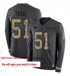 Lions 51 Jahlani Tavai Anthracite Salute to Service Men Stitched Football Limited Therma Long Sleeve Jersey Lions 51 Jahlani Tavai Anthracite Salute to Service Men Stitched Football Limited Therma Long Sleeve Jersey