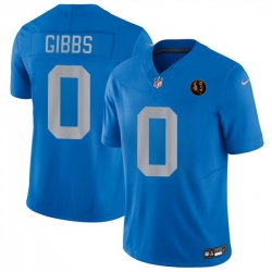 Men Detroit Lions 0 Jahmyr Gibbs Blue 2025 F U S E With John Madden Patch Vapor Limited Stitched Jersey