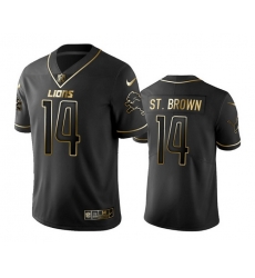 Men Detroit Lions 14 Amon Ra St Brown Black Gold Edition Stitched Jersey Men Detroit Lions 14 Amon Ra St Brown Black Gold Edition Stitched Jersey