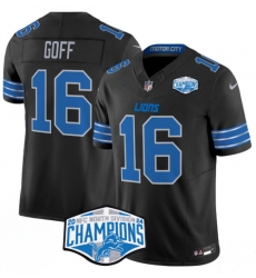 Men Detroit Lions 16 Jared Goff Black 2024 NFC North Champions F U S E Vapor Limited Stitched Jersey Men Detroit Lions 16 Jared Goff Black 2024 NFC North Champions F U S E Vapor Limited Stitched Jersey