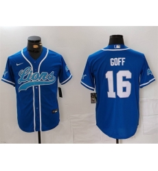 Men Detroit Lions 16 Jared Goff Blue Cool Base Stitched Baseball Jersey Men Detroit Lions 16 Jared Goff Blue Cool Base Stitched Baseball Jersey