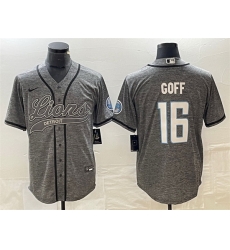 Men Detroit Lions 16 Jared Goff Grey Cool Base Stitched Baseball Jersey Men Detroit Lions 16 Jared Goff Grey Cool Base Stitched Baseball Jersey