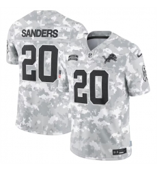 Men Detroit Lions 20 Barry Sanders 2024 Arctic Camo Salute To Service Limited Stitched Football Jersey Men Detroit Lions 20 Barry Sanders 2024 Arctic Camo Salute To Service Limited Stitched Football Jersey