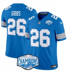 Men Detroit Lions 26 Jahmyr Gibbs Blue 2024 NFC North Champions F U S E Vapor Limited Stitched Jersey Men Detroit Lions 26 Jahmyr Gibbs Blue 2024 NFC North Champions F U S E Vapor Limited Stitched Jersey