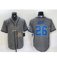 Men Detroit Lions 26 Jahmyr Gibbs Grey Cool Base Stitched Baseball JerseyS 1 Men Detroit Lions 26 Jahmyr Gibbs Grey Cool Base Stitched Baseball JerseyS 1