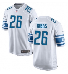 Men Detroit Lions 26 Jahmyr Gibbs White Stitched Game Jersey Men Detroit Lions 26 Jahmyr Gibbs White Stitched Game Jersey