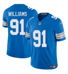 Men Detroit Lions 91 Tyleik Williams Blue 2025 F U S E  Vapor Limited Stitched Jersey