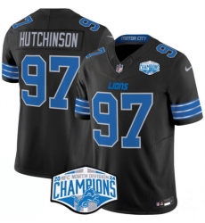 Men Detroit Lions 97 Aidan Hutchinson Black 2024 NFC North Champions F U S E Vapor Limited Stitched Jersey Men Detroit Lions 97 Aidan Hutchinson Black 2024 NFC North Champions F U S E Vapor Limited Stitched Jersey