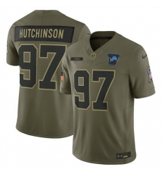 Men Detroit Lions 97 Aidan Hutchinson Olive 2025 Salute to Service Limited Stitched Football Jersey