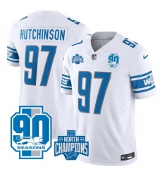 Men Detroit Lions 97 Aidan Hutchinson White 2023 F U S E 90th Anniversary NFC North Division Champions Vapor Untouchable Limited Stitched Jersey Men Detroit Lions 97 Aidan Hutchinson White 2023 F U S E 90th Anniversary NFC North Division Champions Vapor Untouchable Limited Stitched Jersey