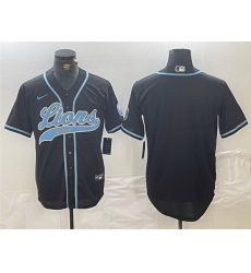 Men Detroit Lions Blank Black Cool Base Stitched Baseball Jersey Men Detroit Lions Blank Black Cool Base Stitched Baseball Jersey