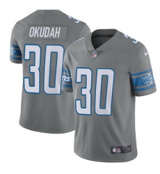 Nike Lions 30 Jeff Okudah Gray Men Stitched NFL Limited Rush Jersey