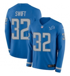 Nike Lions 32 D 27Andre Swift Blue Team Color Men Stitched NFL Limited Therma Long Sleeve Jersey Nike Lions 32 D 27Andre Swift Blue Team Color Men Stitched NFL Limited Therma Long Sleeve Jersey