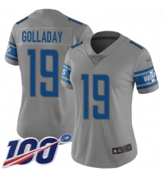 Lions #19 Kenny Golladay Gray Women Stitched Football Limited Inverted Legend 100th Season Jersey Lions #19 Kenny Golladay Gray Women Stitched Football Limited Inverted Legend 100th Season Jersey