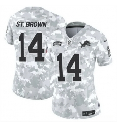 Women Detroit Lions 14 Amon Ra St Brown 2024 F U S E Arctic Camo Salute To Service Limited Stitched Jersey Women Detroit Lions 14 Amon Ra St Brown 2024 F U S E Arctic Camo Salute To Service Limited Stitched Jersey