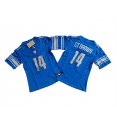 Women Detroit Lions 14 Amon Ra St Brown Blue 2023 F U S E Vapor Limited Stitched Football Jersey Women Detroit Lions 14 Amon Ra St Brown Blue 2023 F U S E Vapor Limited Stitched Football Jersey