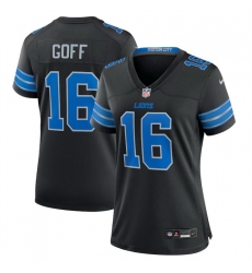 Women Detroit Lions 16 Jared Goff Black 2nd Alternate Stitched Jersey Women Detroit Lions 16 Jared Goff Black 2nd Alternate Stitched Jersey