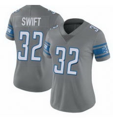Women Detroit Lions D'Andre Swift #32 Grey Stitched NFL Jersey Women Detroit Lions D'Andre Swift #32 Grey Stitched NFL Jersey