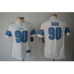 Women Nike Detroit Lions 90# Ndamukong Suh White Color[Women LIMITED Jerseys]