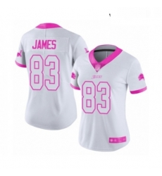 Womens Detroit Lions 83 Jesse James Limited White Pink Rush Fashion Football Jersey Womens Detroit Lions 83 Jesse James Limited White Pink Rush Fashion Football Jersey
