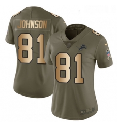 Womens Nike Detroit Lions 81 Calvin Johnson Limited OliveGold Salute to Service NFL Jersey Womens Nike Detroit Lions 81 Calvin Johnson Limited OliveGold Salute to Service NFL Jersey