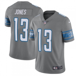 Youth Nike Lions #13 T J Jones Gray Stitched NFL Limited Rush Jersey